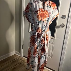SHEIN orange and white floral dress